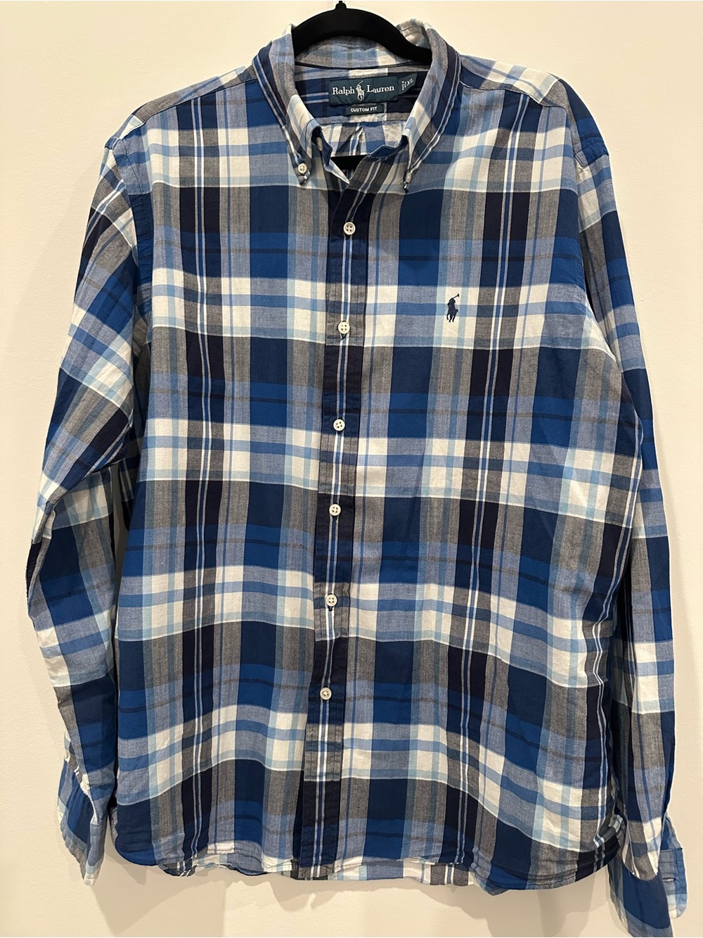 Ralph Lauren Blue, White & Gray Plaid Button-Down Shirt